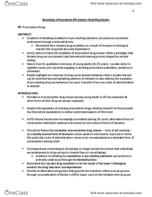 CRM 2301 Chapter Notes - Chapter Course Pack Reading: Prescription Drug, Drug Tolerance, Reinforcement thumbnail